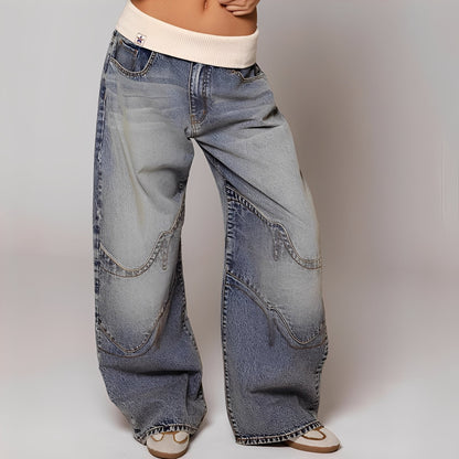 Vanessa - Komfortable, vorgewaschene Baggy-Jeans für Frauen