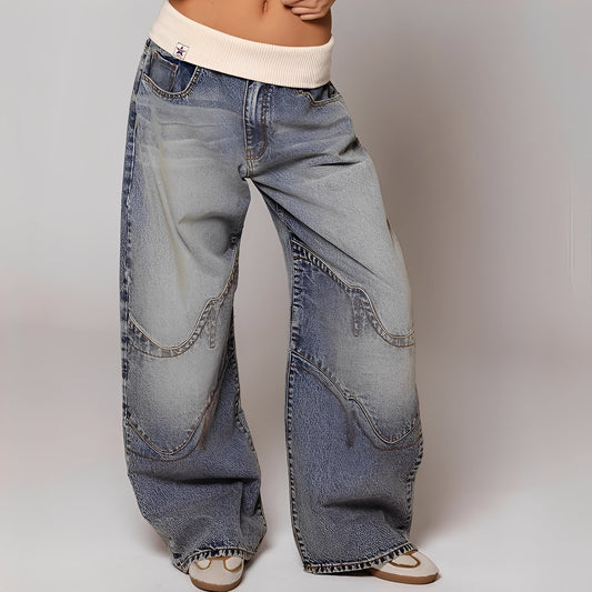 Vanessa - Komfortable, vorgewaschene Baggy-Jeans für Frauen
