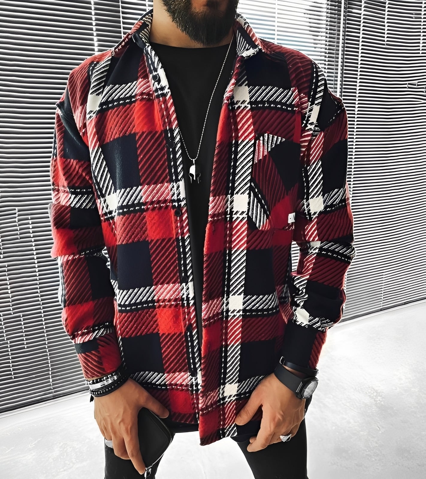 Eugene - Elegantes kariertes Herren-Langarmhemd