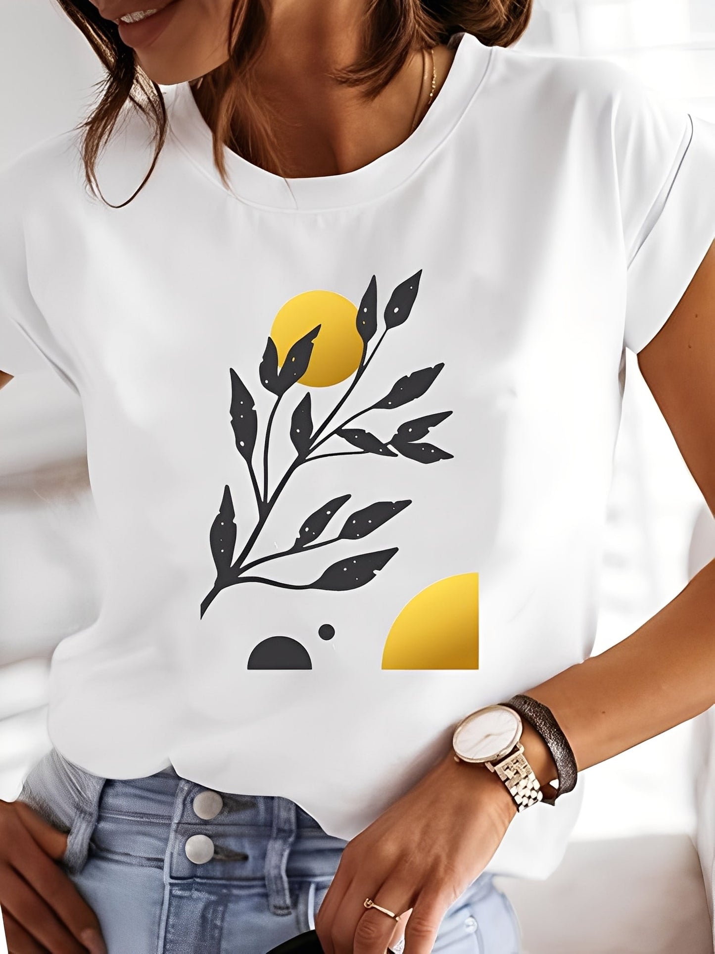 Annalise - Damen-Shirt mit Mustern und kurzen Ärmeln