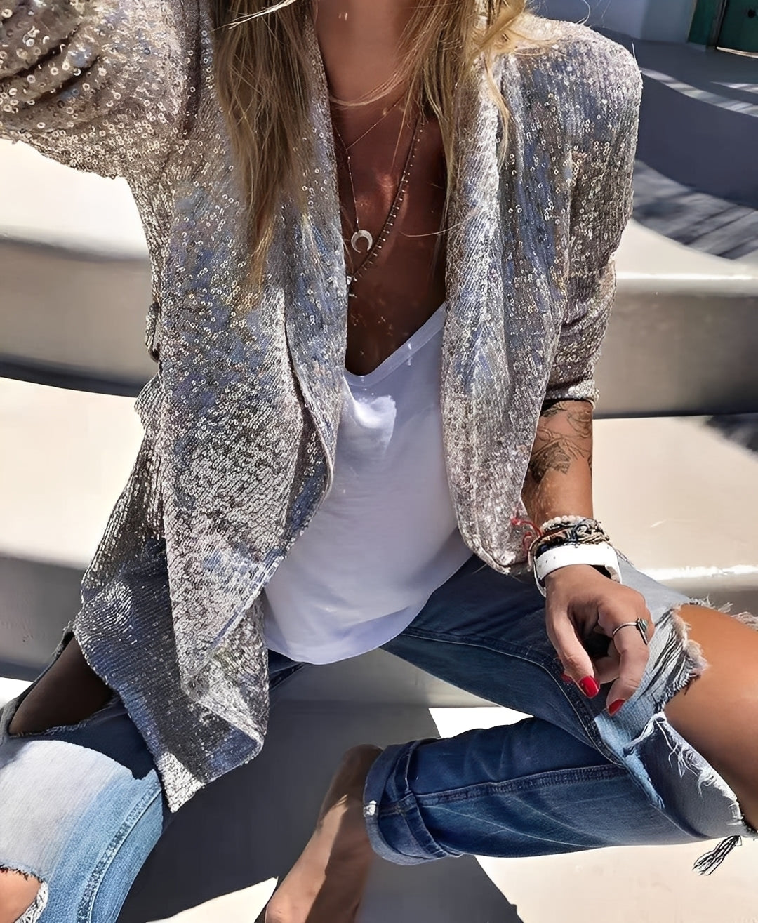 Abigaëlle - Damenblazer mit Revers und Glitzer