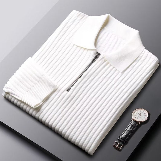 David - Comfortable men's sweater with zipper in rib pattern