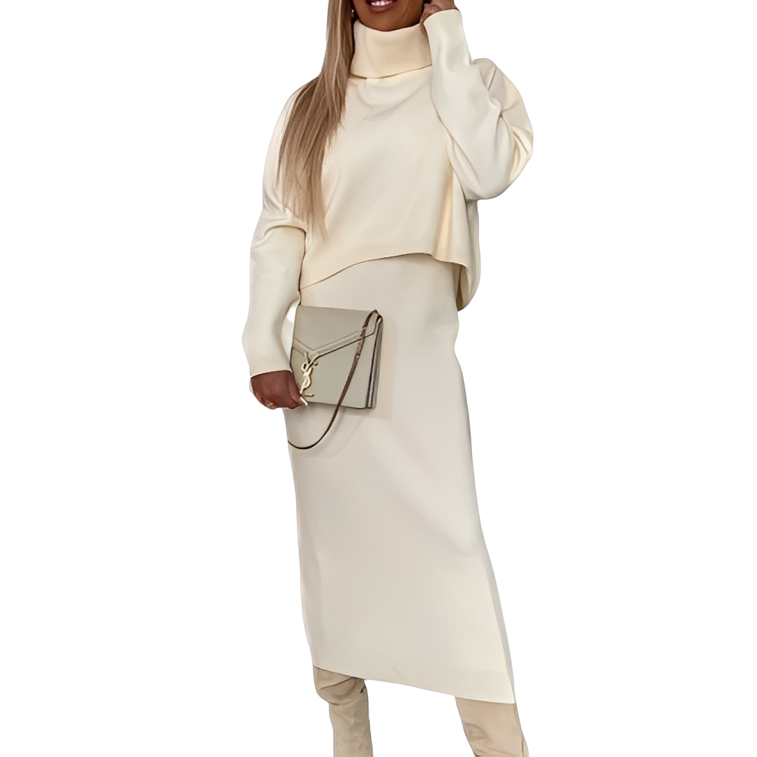 Natalee - Modisches Damen-Set mit Rollkragenpullover und Rock