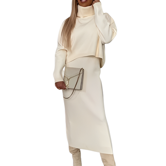 Natalee - Modisches Damen-Set mit Rollkragenpullover und Rock