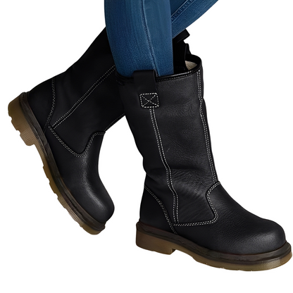 Alexia - Damen-Lederstiefel im Vintage-Stil mit Fellfutter