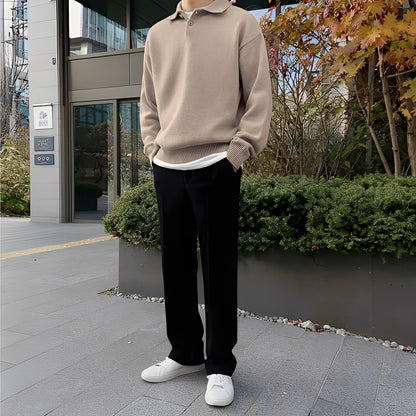 Bernard - Herren-Langarm-Strick-Poloshirt