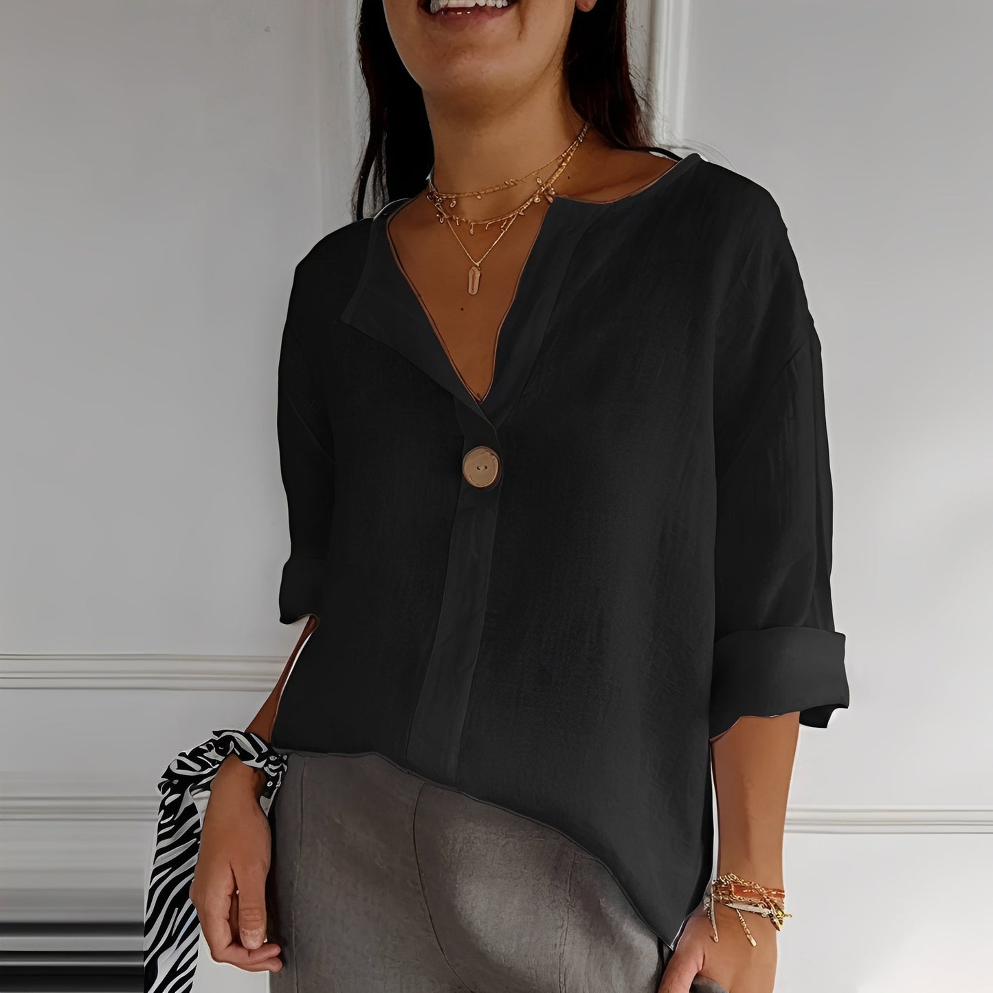 Noémie - Damenbluse mit V-Ausschnitt