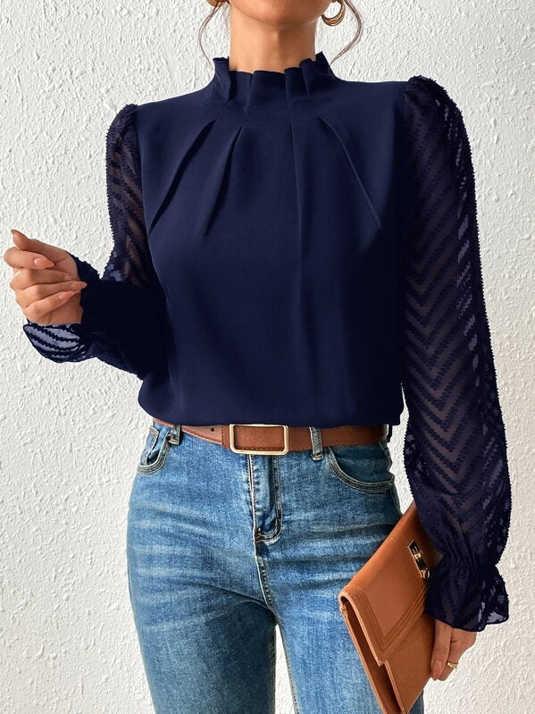 Cassandra - Elegantes langärmliges Chiffon-Top für Damen