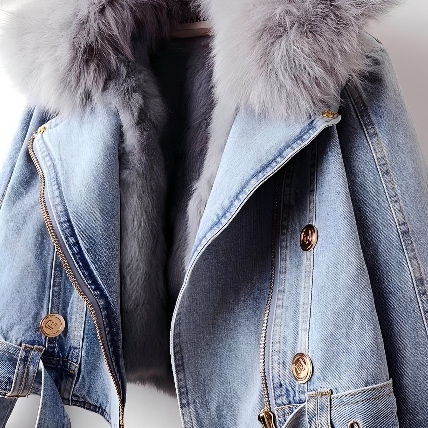 Nella - Modische Damen-Jeansjacke mit Fell