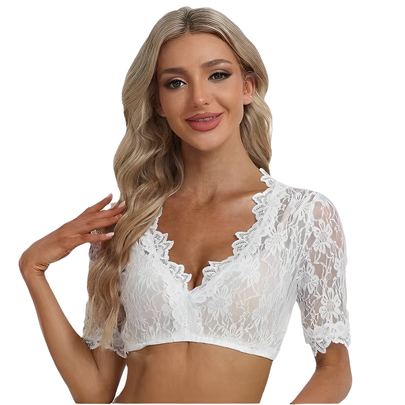 Bonnie - Elegante Oktoberfest-Dirndlbluse aus Netzstoff für Frauen