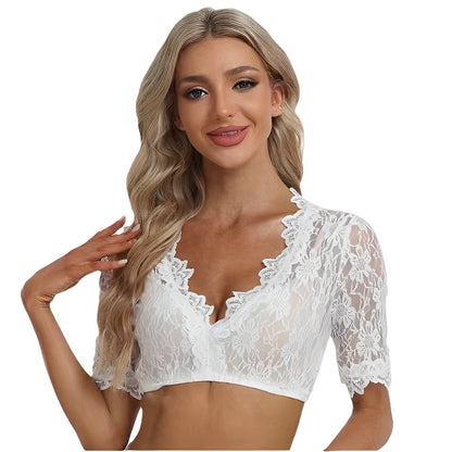 Bonnie - Elegante Oktoberfest-Dirndlbluse aus Netzstoff für Frauen