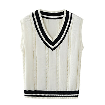Leona - Damen Strickweste mit V-Ausschnitt im klassischen Design
