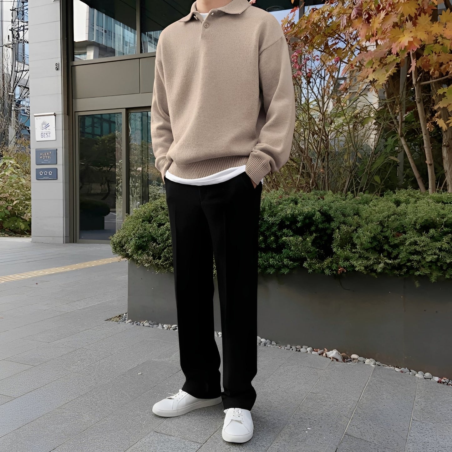 Gino - Herren-Wollpullover mit modernem halbem Reißverschluss