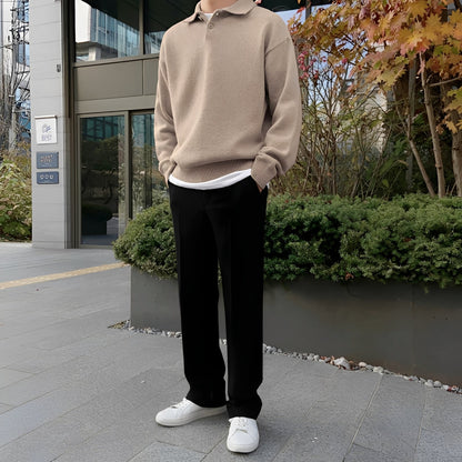 Gino - Herren-Wollpullover mit modernem halbem Reißverschluss