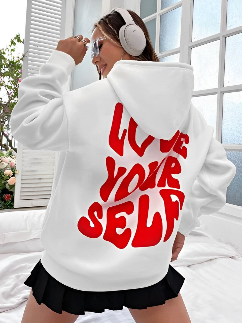 Daria – Bedruckter Baumwoll-Hoodie