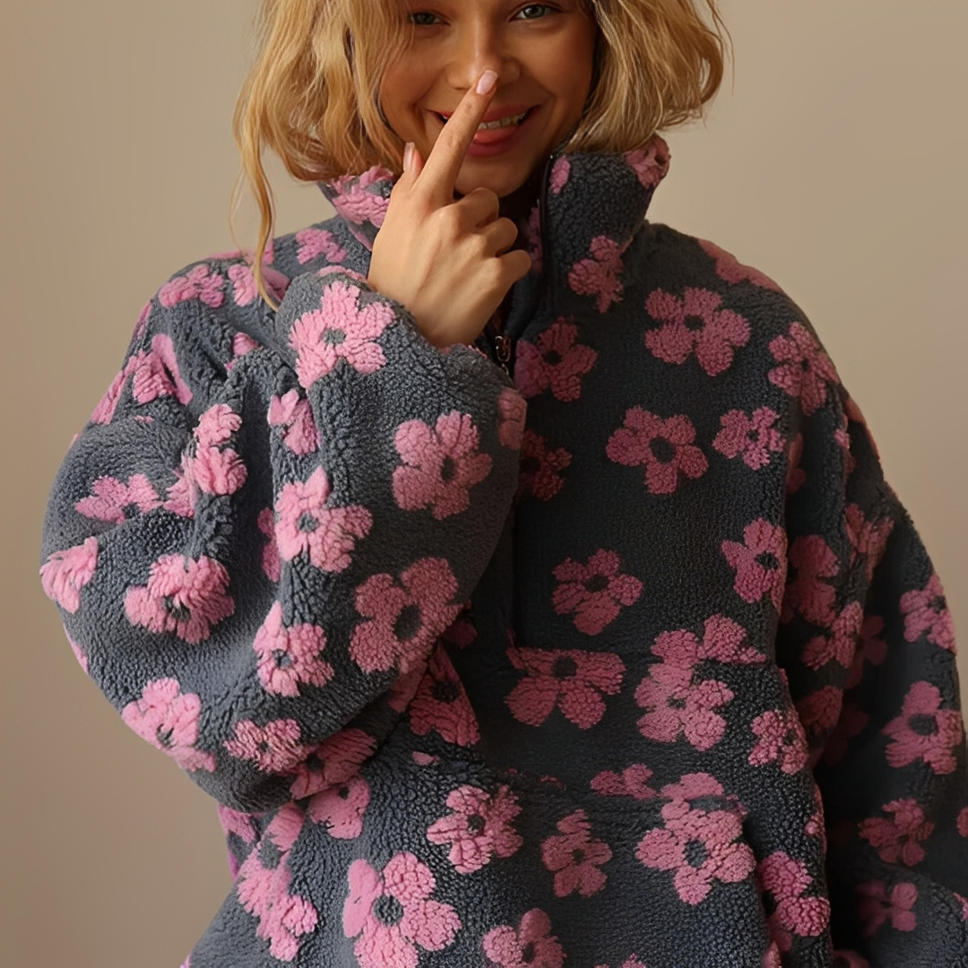 Willemina - Stilvoller Blumen-Winterpullover für Damen