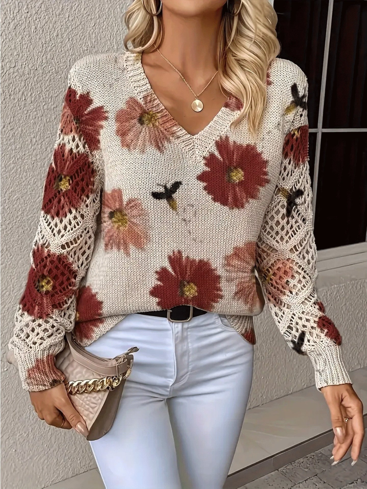 Ashtyn - Eleganter Damenpullover mit Blumendesign