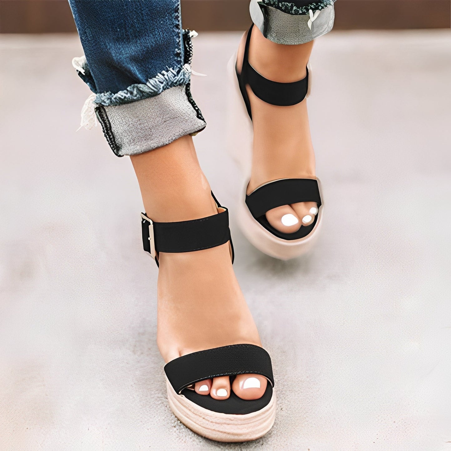 Annalee - Komfortable Damen-Wedges mit Riemchen