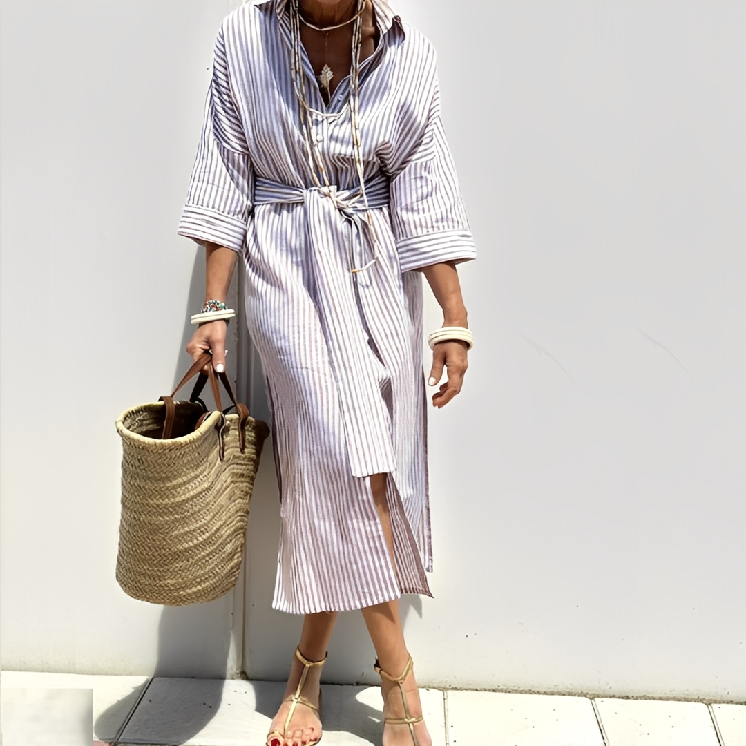 Paulette - Klassisches Damen-Hemdkleid mit Streifen