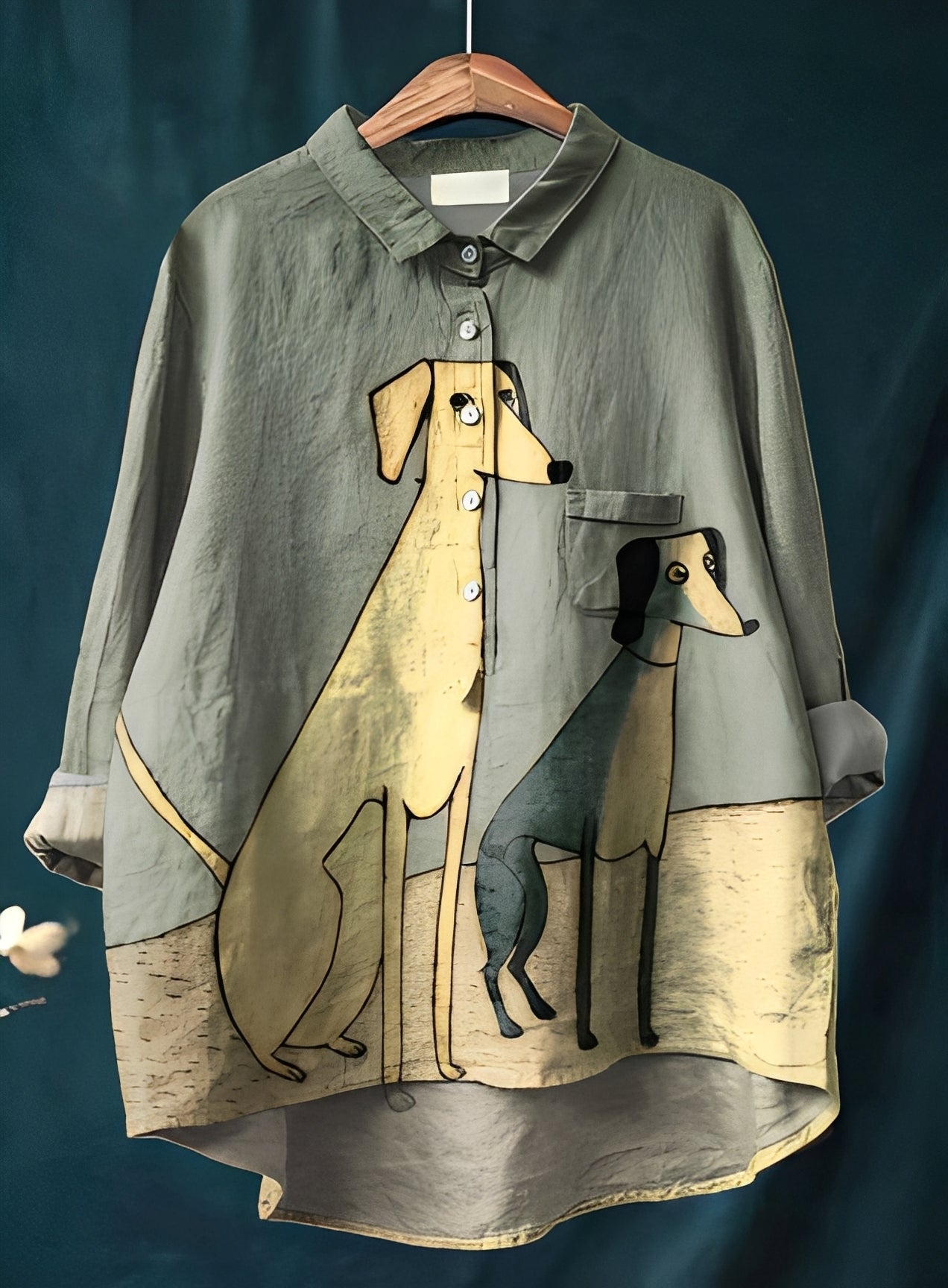 Eyden - Damenbluse mit langen Ärmeln und künstlerischem Design