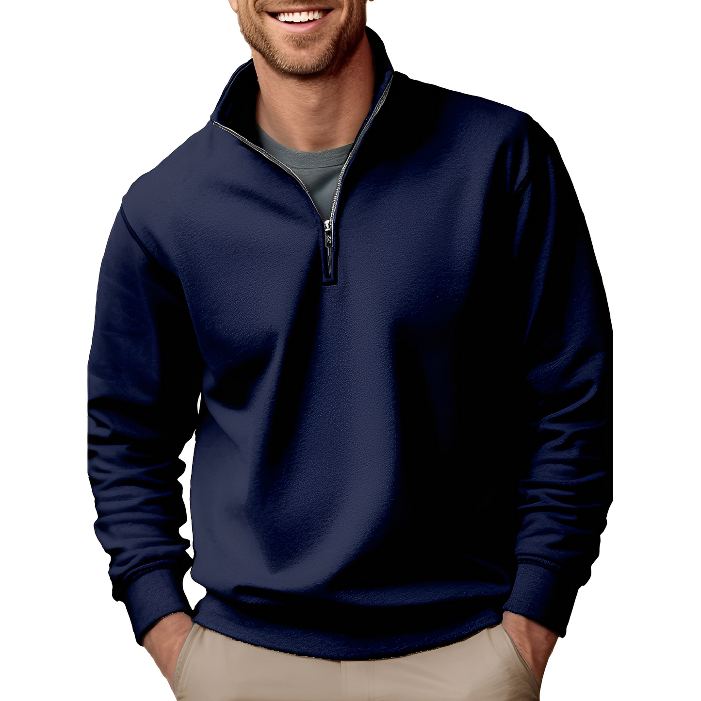 Edgar - Casual, lightweight pullover with zipper for men