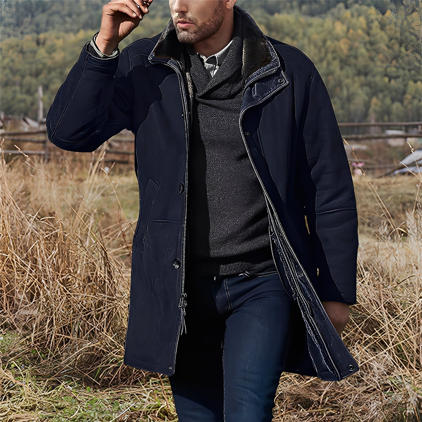 Eddie - Klassische, mittelgroße Herren-Wildlederjacke