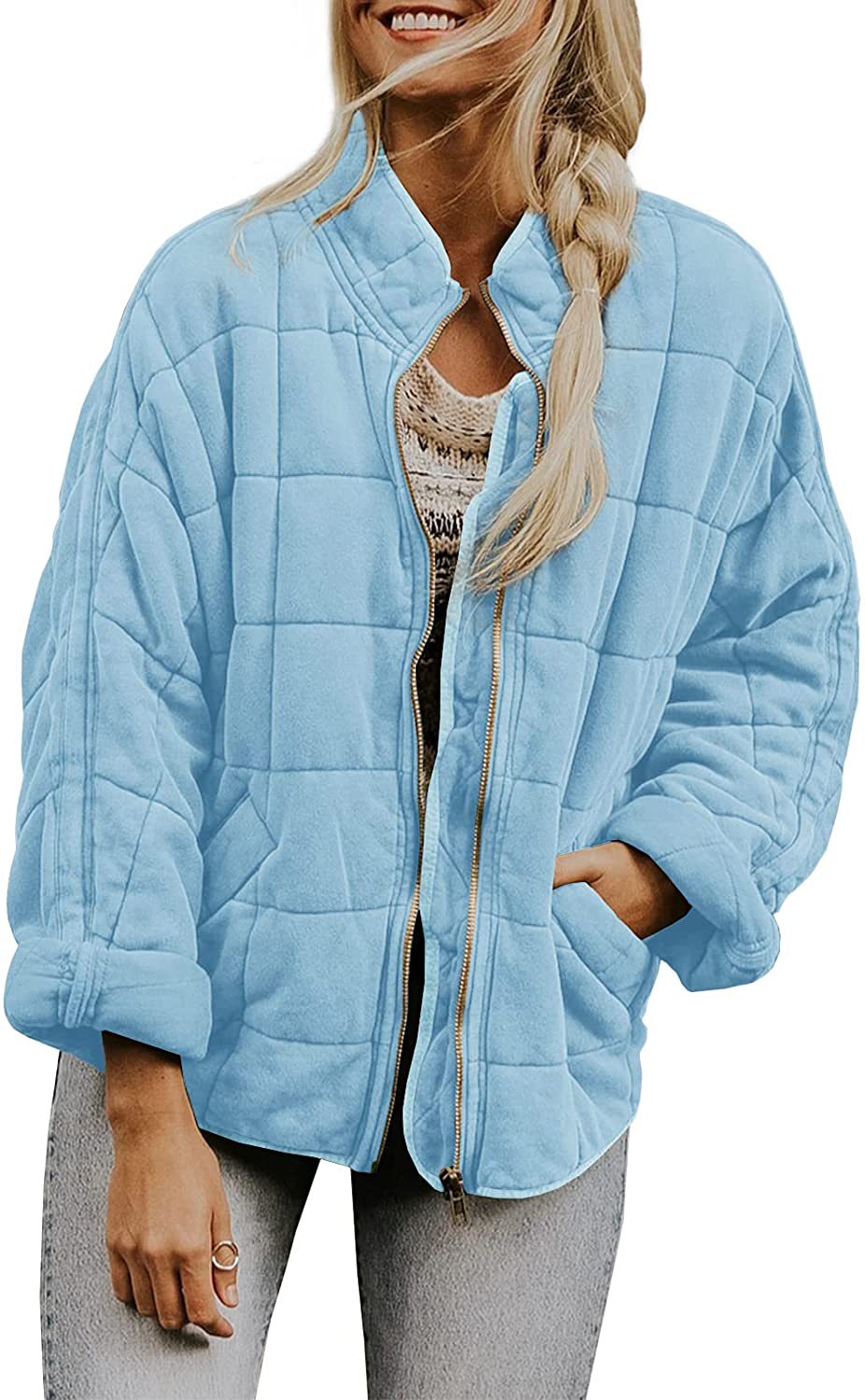Wenona - Warme Karo-Jacke mit Taschen für Frauen