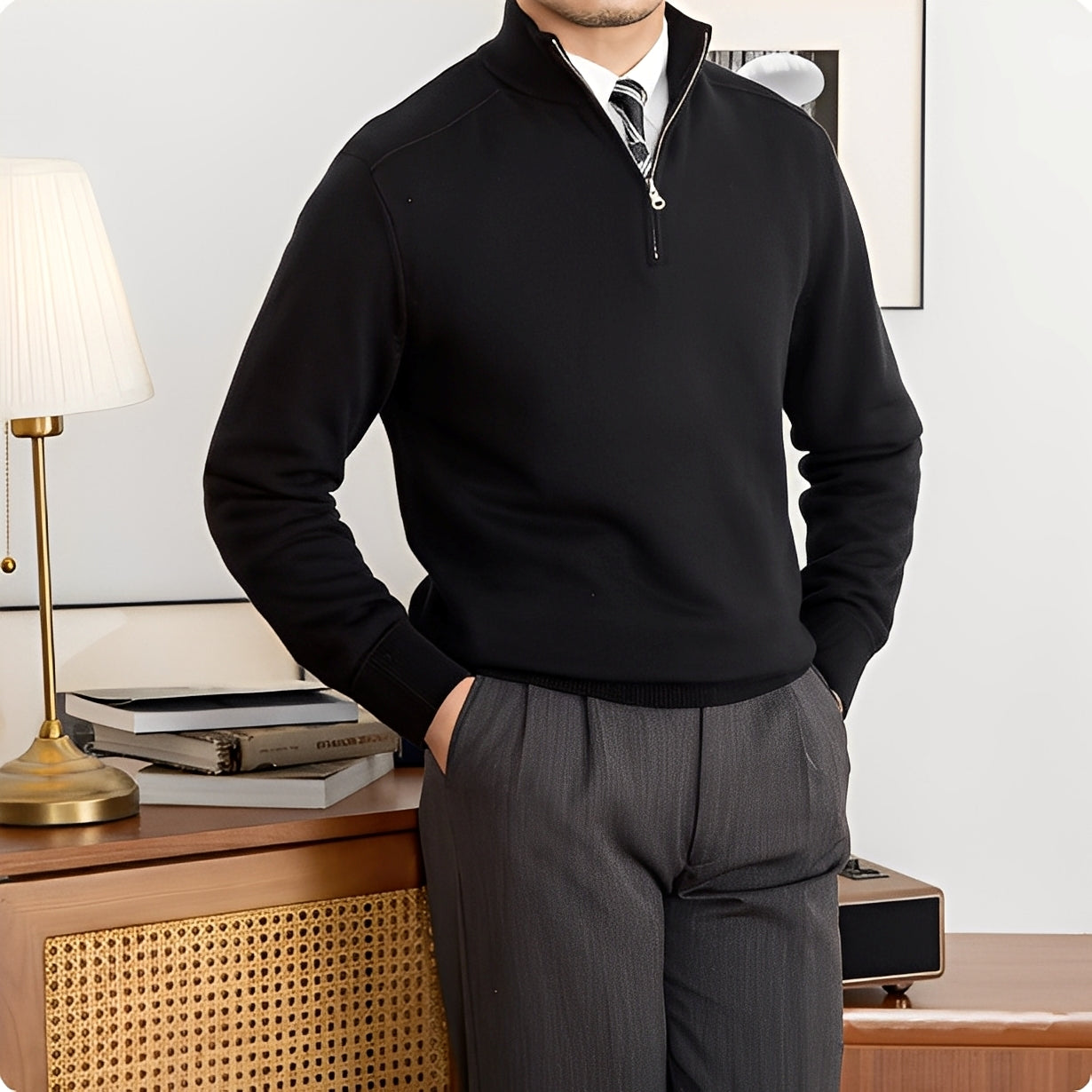 Wystan - Eleganter Wollstrickpullover für Herren