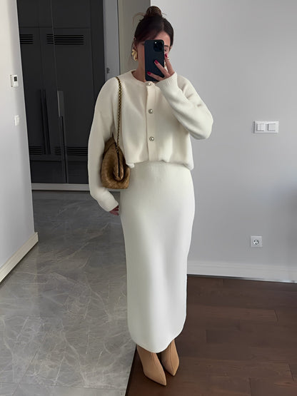 Cecilia - Schickes Set aus Strickjacke und Rock für Frauen