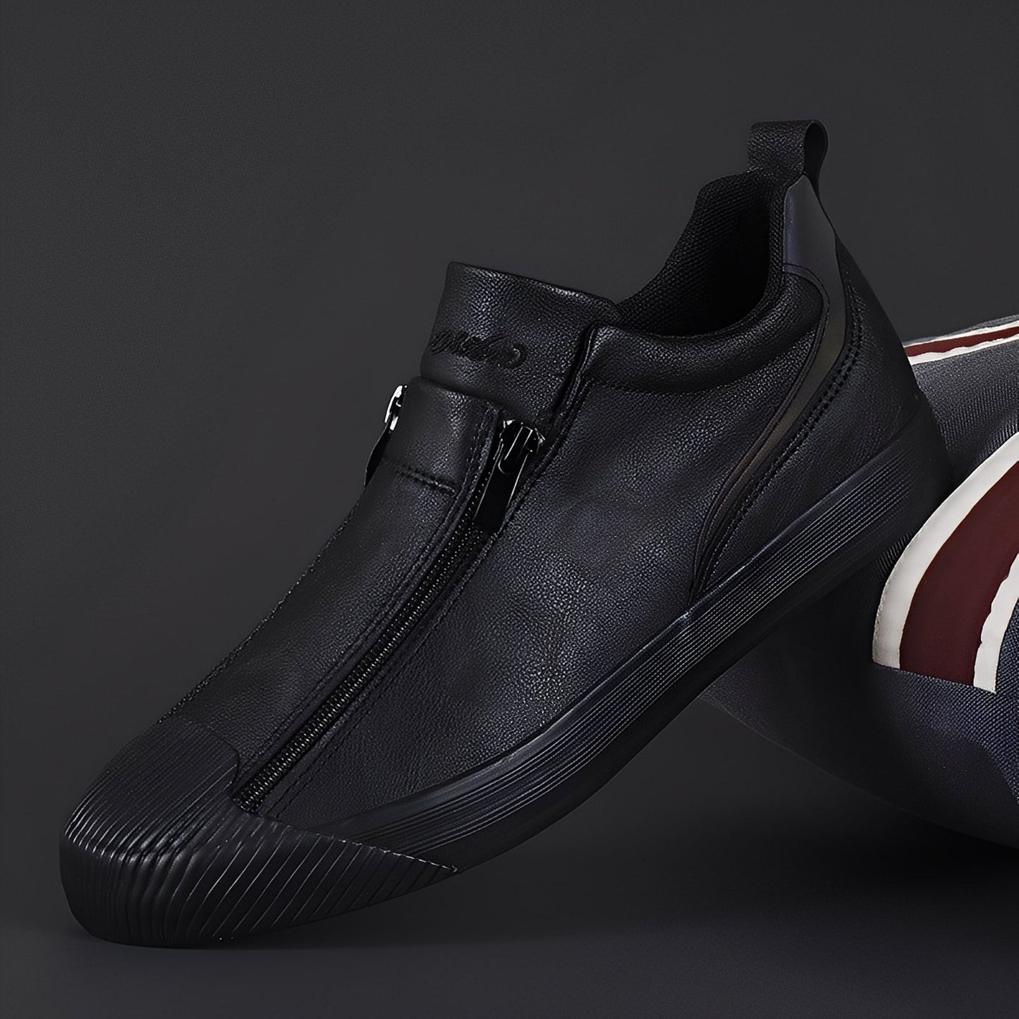 Jerred - Moderne Herrenschuhe aus Leder mit Zipper