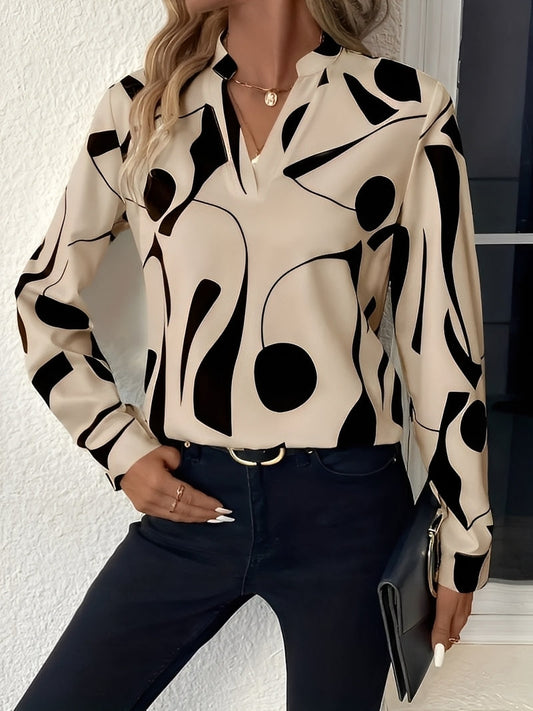 Melville - Stilvolle Damenbluse mit langen Ärmeln und Muster