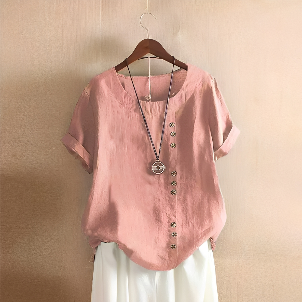 Corrine - Traditionelle, locker sitzende Damen-Leinenbluse