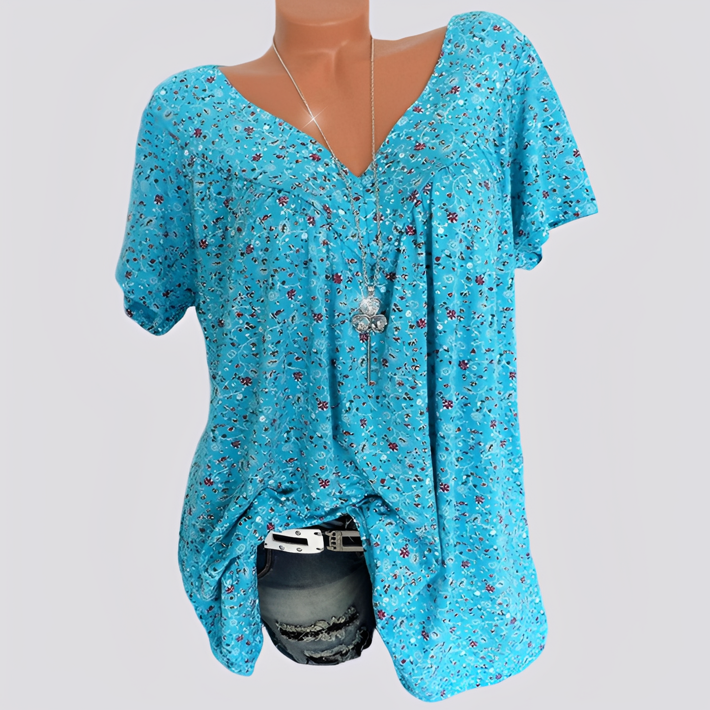 Claudia - Modische, locker geschnittene Bluse mit Blumenmotiv für Damen