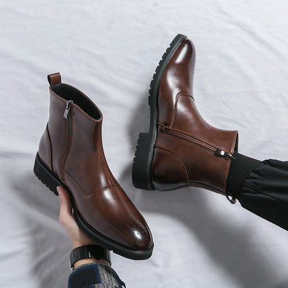 Kennith - Modische und bequeme Chelsea-Lederschnürstiefel für Herren