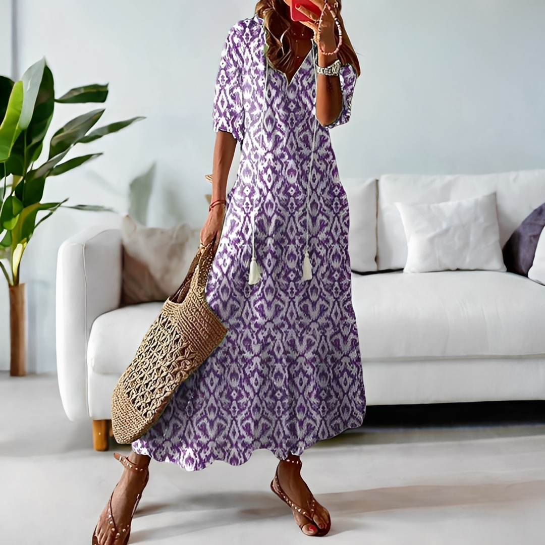 Alica - Luftiges Damenkleid mit V-Ausschnitt