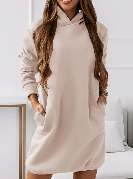 Michaela - Kurzes Damenkleid mit Kapuze, stilvoll