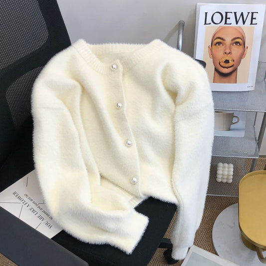 Natille - Flauschiger Strickcardigan aus Kunstfell für Damen