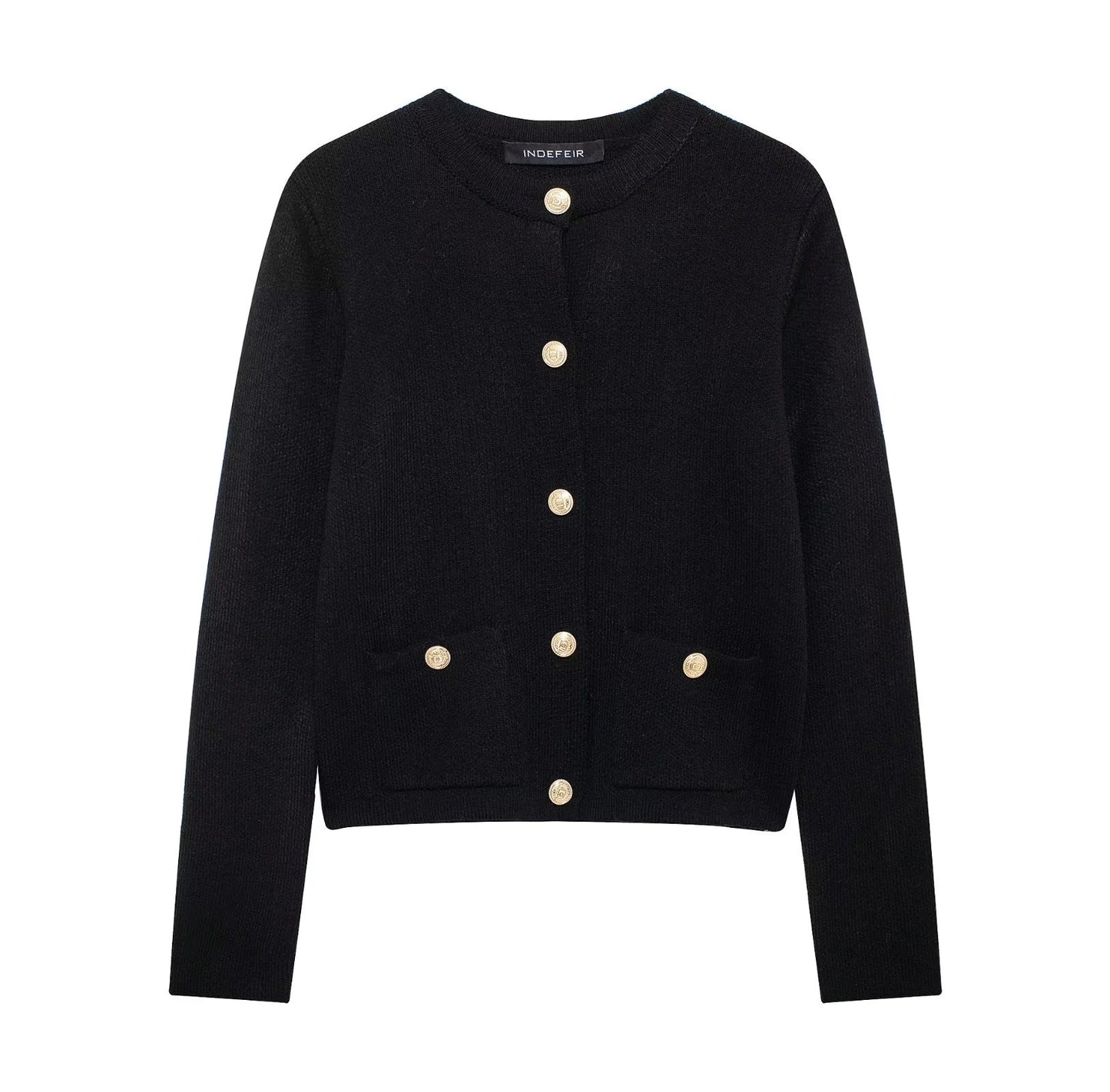 Zinnia - Bequeme Strickjacke mit goldener Knopfreihe für Damen