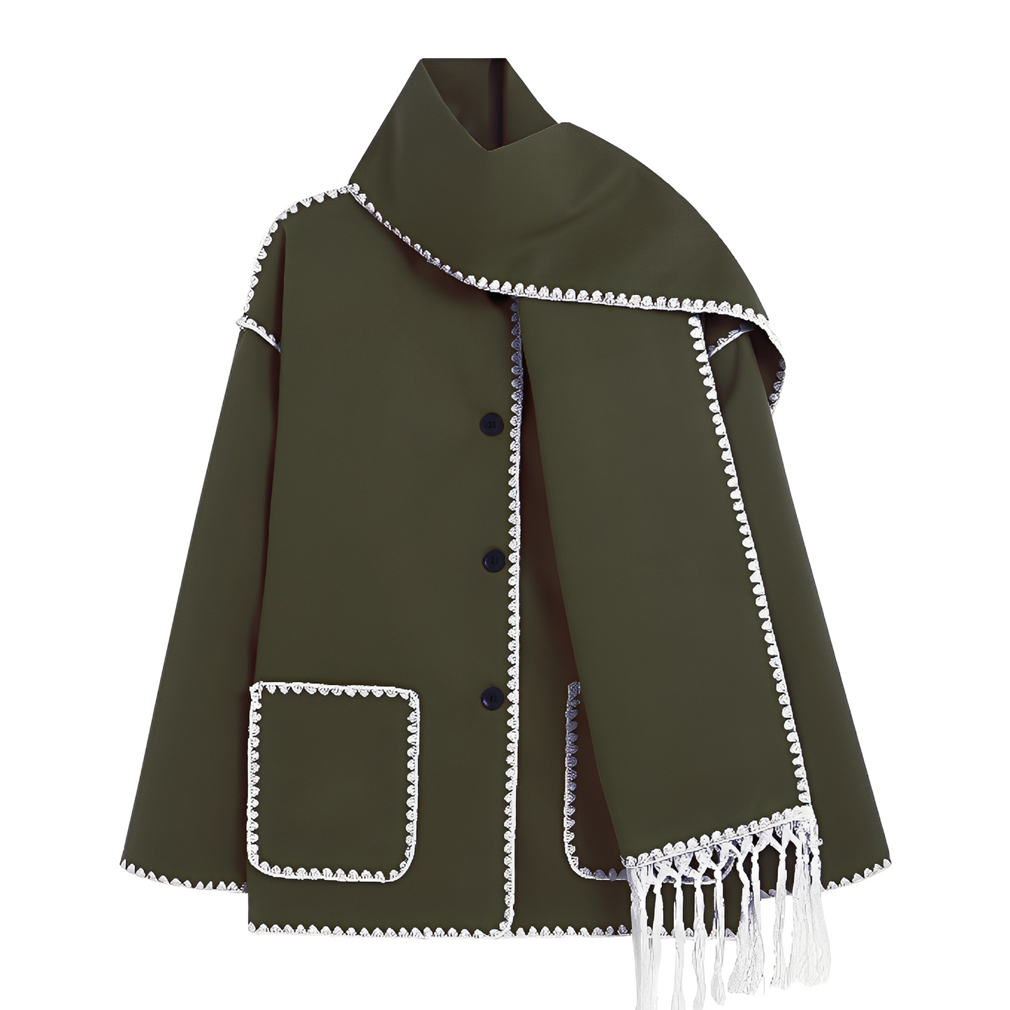 Amilia - Damen-Wolljacke, elegant und lässig geschnitten, mit Schal