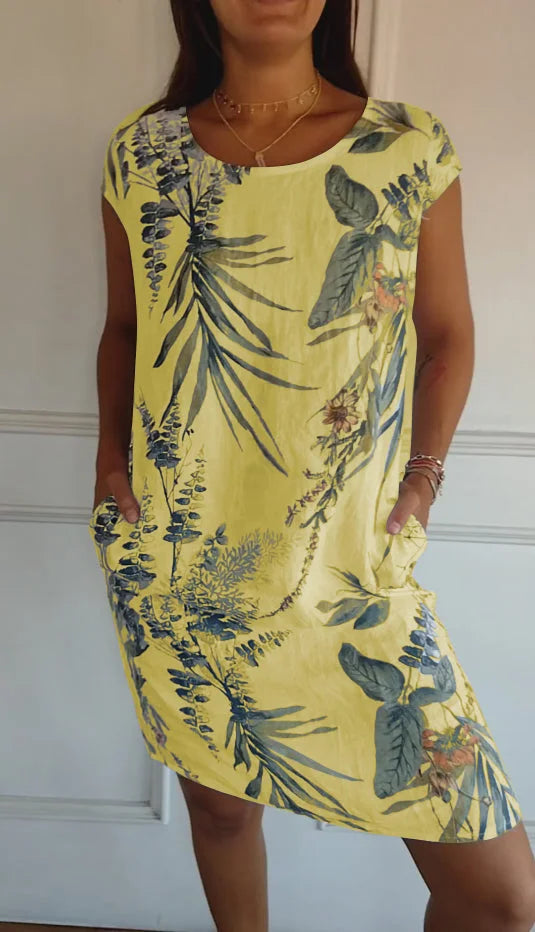 Britt – Bedrucktes Kleid mit rundem Ausschnitt