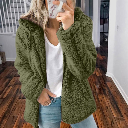 Celandine – Teddyfellmantel mit Kapuze