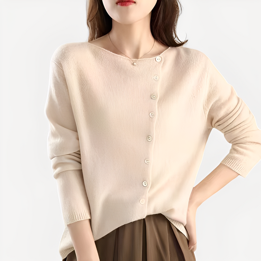 Daria - Elegante, warme Damenstrickjacke mit einem Knopf