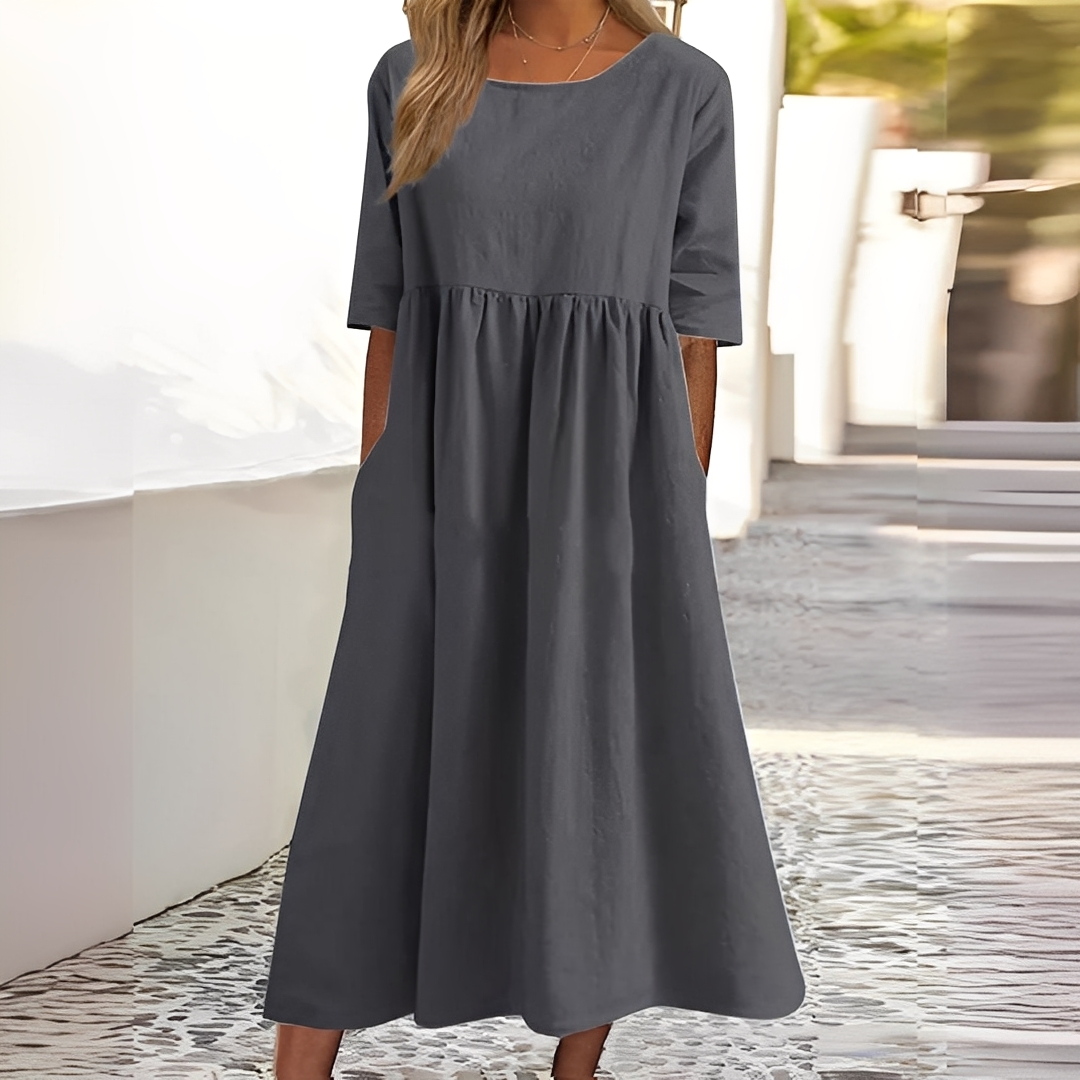 Sylvette - Damen-Baumwollkleid mit Rundhals