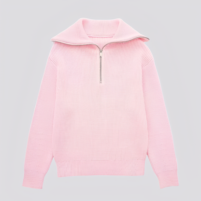 Christine - Eleganter gestreifter Damenpullover mit Reißverschluss