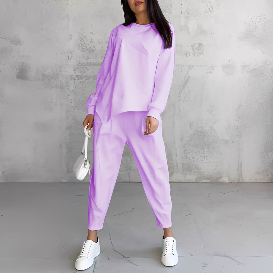 Mélisande - Damen-Set mit Pullover und Hose in Rundhals-Design