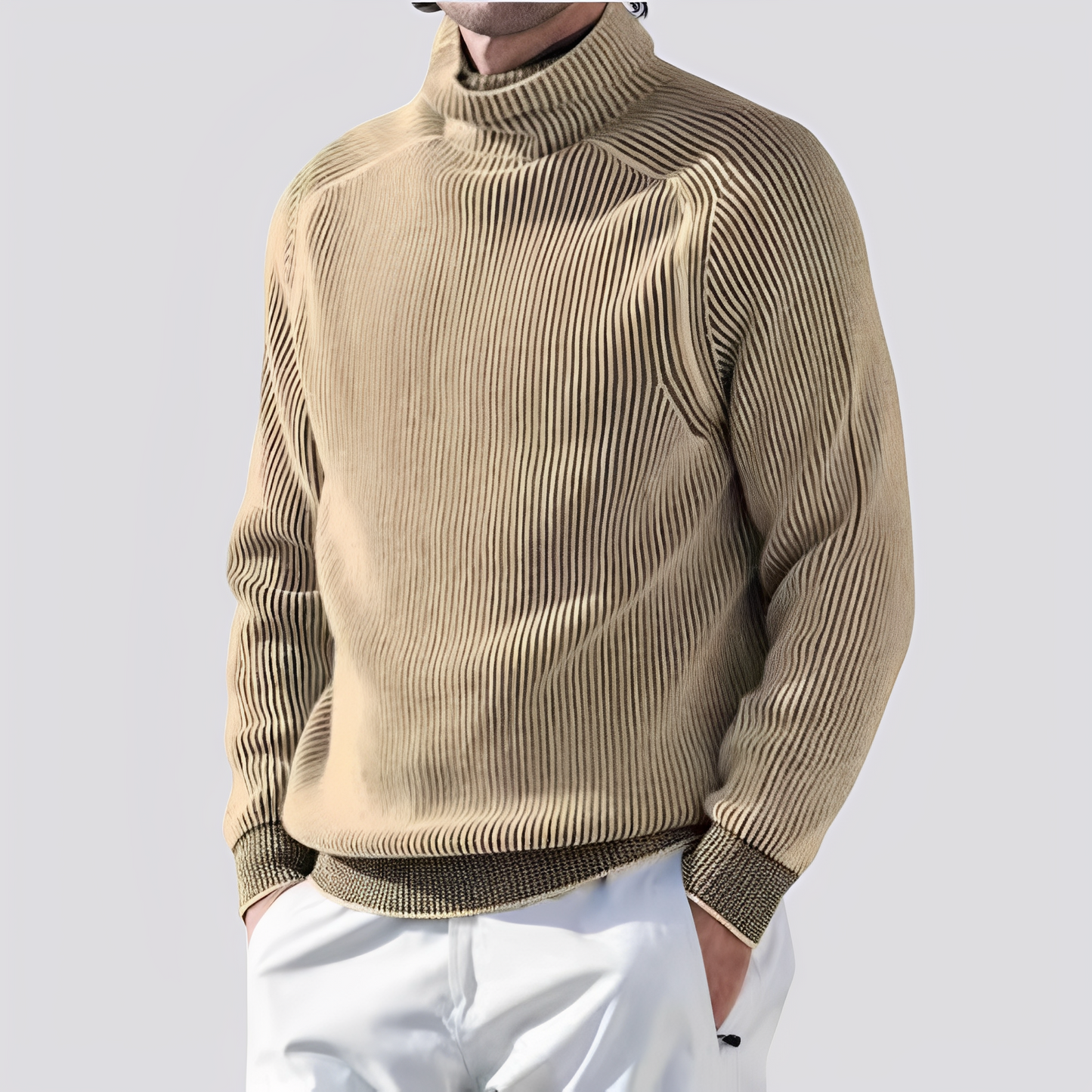 Zack - Men's knitted sweater with ribbed design, warm and trendy