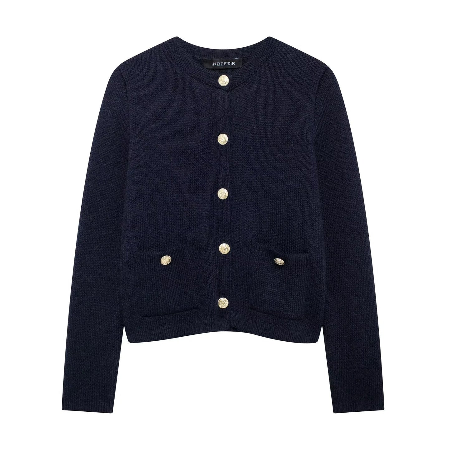 Zinnia - Bequeme Strickjacke mit goldener Knopfreihe für Damen