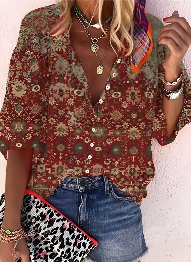 Kristina - Lebhafte, locker geschnittene Damenbluse