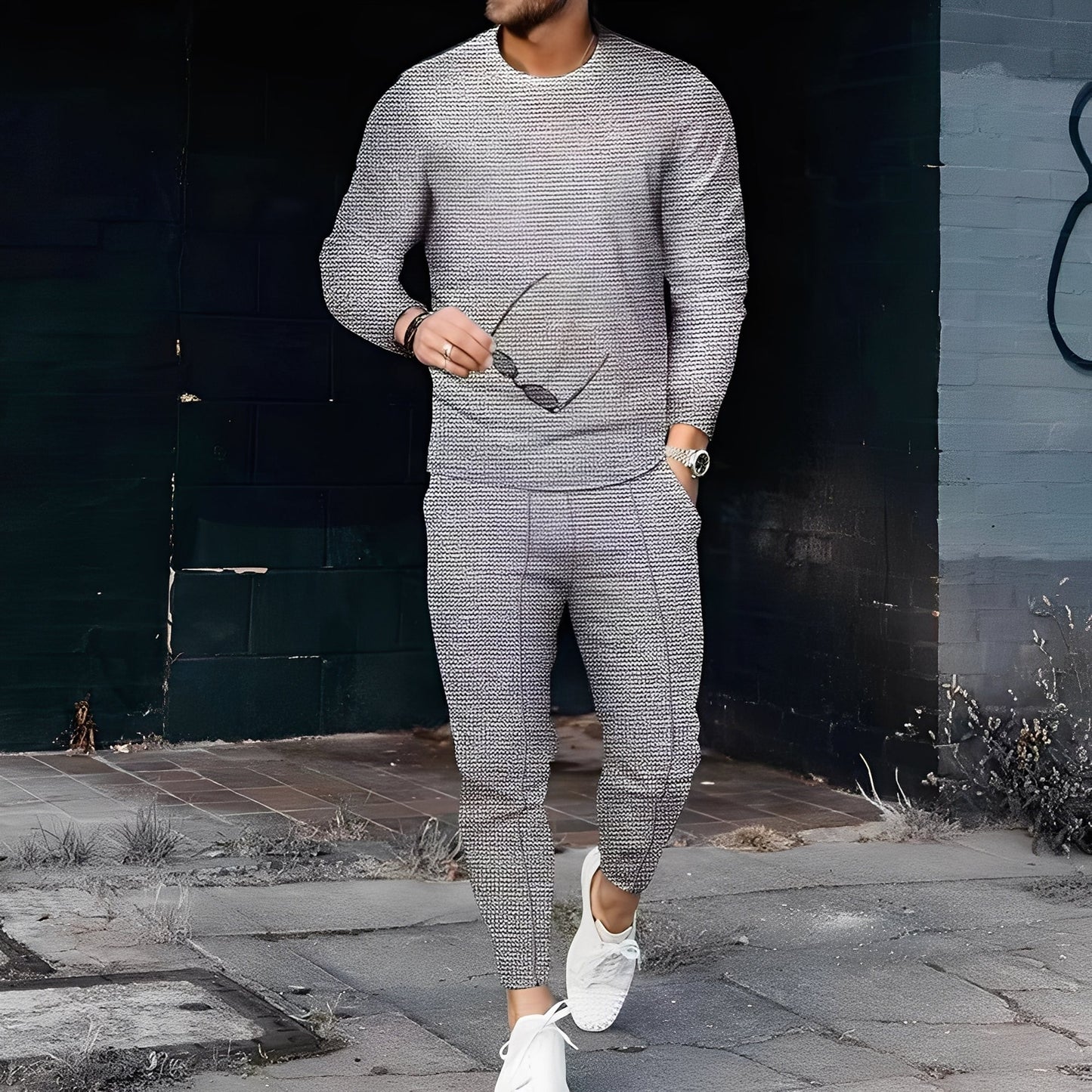 Dillan - Gemütliches Slim-Fit-Herrenset mit Waffelstoff