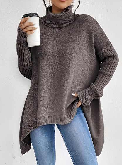 Wendy - Eleganter langer Damenpullover mit Rollkragen